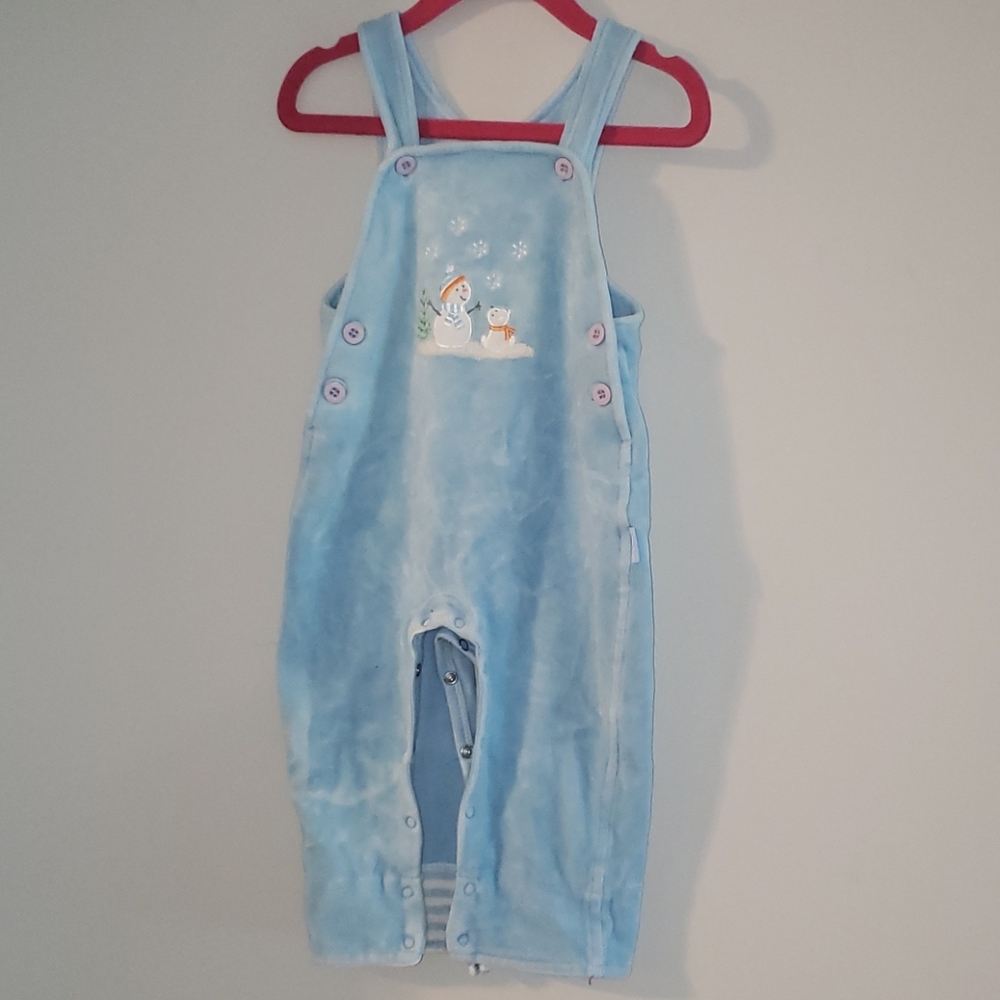 Boys Le Top Blue Velour Snow One Piece 12 Months